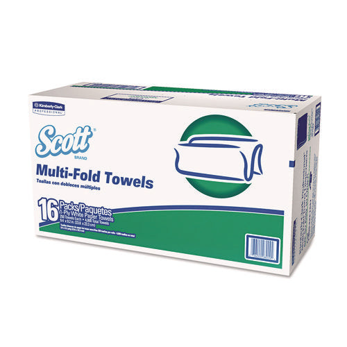 Image of Scott® Multi-Fold Towels, Absorbency Pockets, 1-Ply, 9.2 X 9.4, 250/pack, 16 Packs/carton