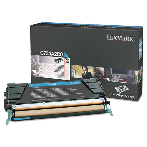 Image of Lexmark C734a2cg Toner, 6,000 Page-Yield, Cyan