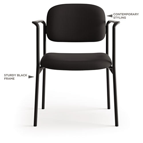 Image of HON® VL616 Stacking Guest Chair with Arms, Fabric Upholstery, 23.25" x 21" x 32.75", Charcoal Seat, Charcoal Back, Black Base