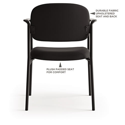 Image of HON® VL616 Stacking Guest Chair with Arms, Fabric Upholstery, 23.25" x 21" x 32.75", Charcoal Seat, Charcoal Back, Black Base