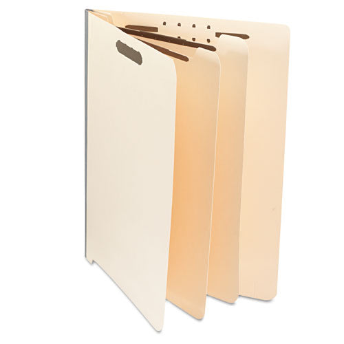Image of Universal® Six-Section Manila End Tab Classification Folders, 2" Expansion, 2 Dividers, 6 Fasteners, Letter Size, Manila, 10/Box