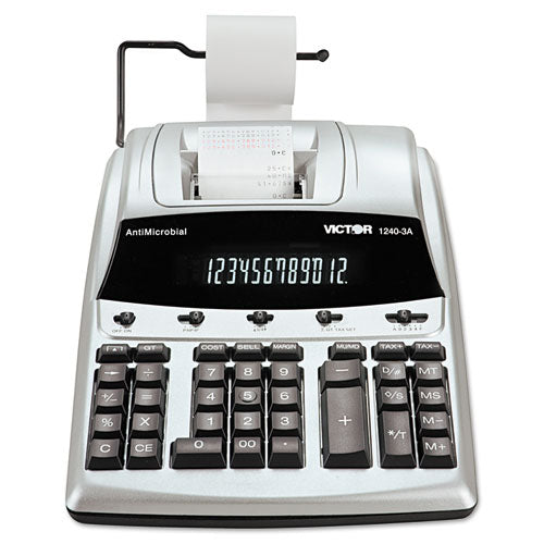 Image of Victor® 1240-3a Antimicrobial Printing Calculator, Black/red Print, 4.5 Lines/sec