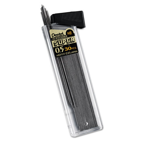 Image of Pentel® Super Hi-Polymer Lead Refills, 0.5 Mm, Hb, Black, 30/tube
