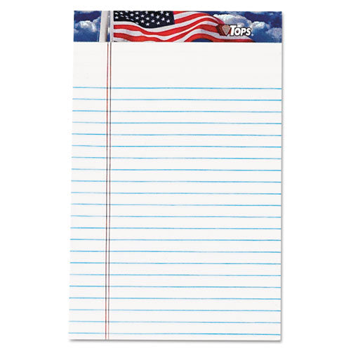 Image of TOPS American Pride Writing Pad, Narrow Rule, Red/white/blue Headband, 50 White 5 X 8 Sheets, 12/pack