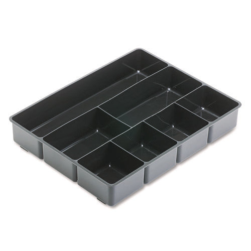 Image of Rubbermaid® Extra Deep Desk Drawer Director Tray, Seven Compartments, 11.88 X 15 X 2.5, Plastic, Black