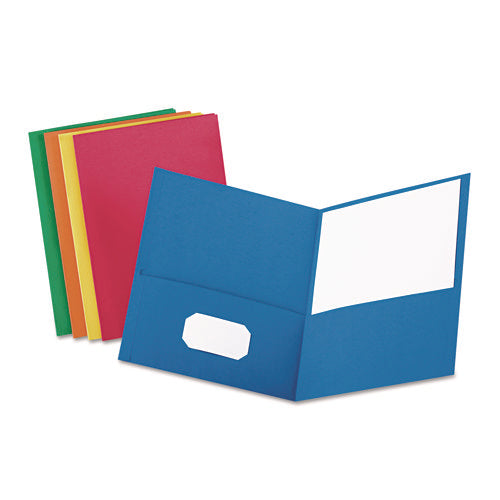 Image of Oxford Twin-Pocket Folder, Embossed Leather Grain Paper, 0.5" Capacity, 11 X 8.5, Assorted Colors, 25/box