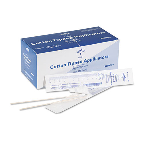 Image of Medline Cotton-Tipped Applicators, 6", 100 Applicators/box