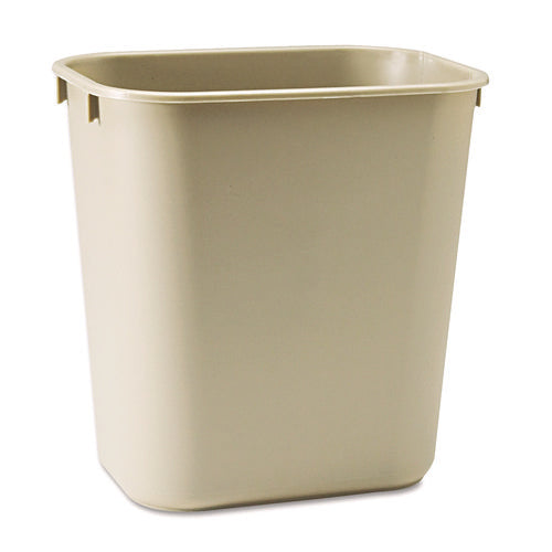 Image of Rubbermaid® Commercial Deskside Plastic Wastebasket, 3.5 gal, Plastic, Beige