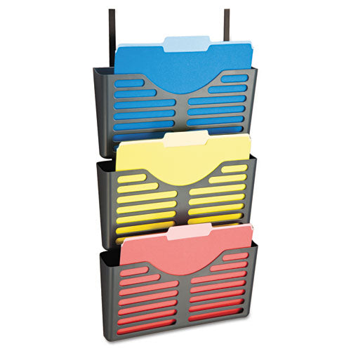 Image of Officemate VerticalMate Cubicle Wall File Pocket, 3 Sections, Letter Size, 13.5" x 6" x 28", Charcoal, 3/Pack