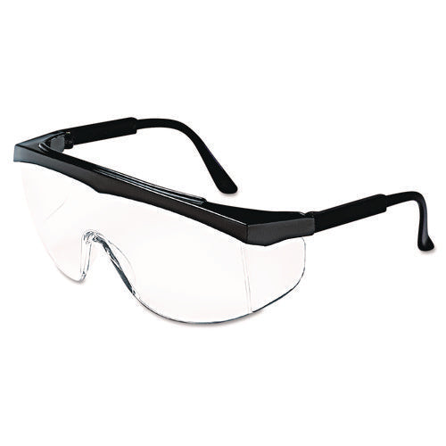 Image of MCR Safety Stratos Safety Glasses, Black Frame, Clear Lens, 12/box