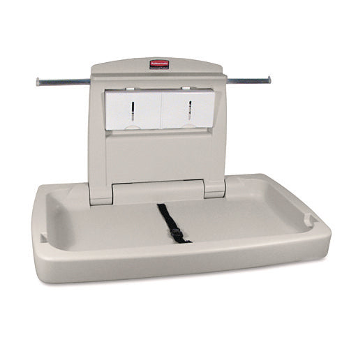 Image of Rubbermaid® Commercial Sturdy Station 2 Baby Changing Table, 33.5 X 21.5, Platinum