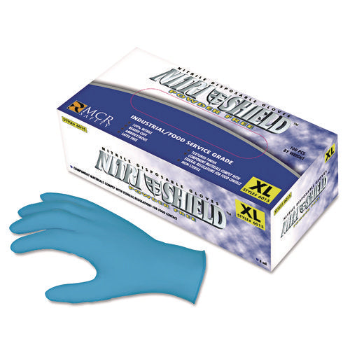 Image of MCR Safety Disposable Nitrile Gloves, Large, 4 Mil, Powder-Free, 100/box