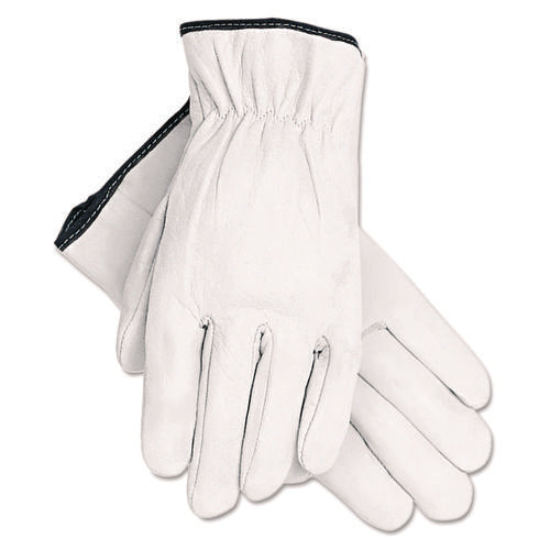 Image of MCR Safety Grain Goatskin Driver Gloves, White, Large, 12 Pairs