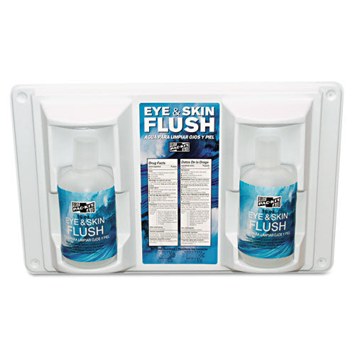 Image of Pac-Kit® Twin Bottle Eye Flush Station,16 Oz Bottles, 2 Bottles/station