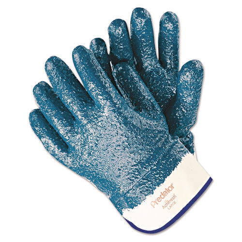 Image of MCR Safety Predator Premium Nitrile-Coated Gloves, Blue/white, Large, 12 Pairs
