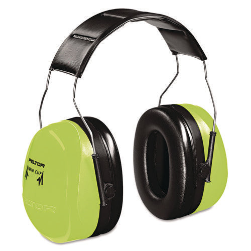 Image of 3M Peltor Optime 105 Hi-Viz Earmuffs, 30 dB NRR, Hi-Viz Green