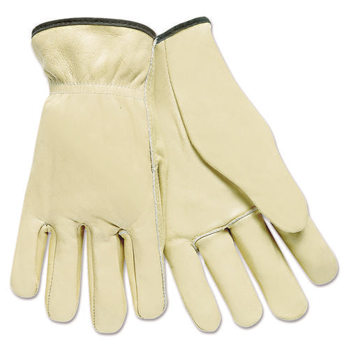 Image of MCR Safety Full Leather Cow Grain Driver Gloves, Tan, Large, 12 Pairs
