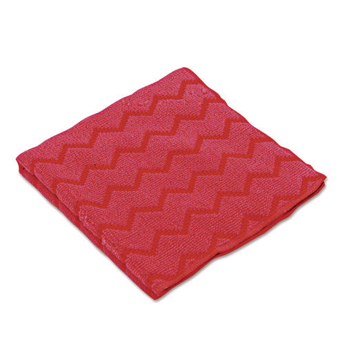 Image of Rubbermaid® Commercial Hygen Microfiber Cleaning Cloths, 16 X 16, Red, 12/carton
