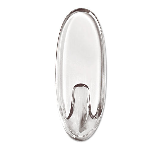 Image of Command Clear Hooks and Strips, Medium, Plastic, 2 lb Capacity, 2 Hooks and 4 Strips/Pack