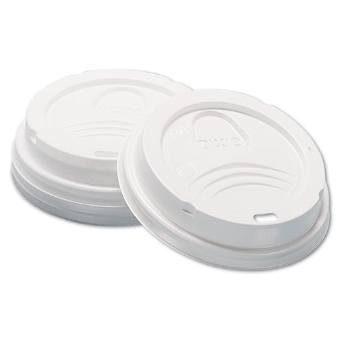 Image of Dixie® Dome Hot Drink Lids, Fits 8 oz Hot Cups, Plastic, White, 100/Sleeve, 10 Sleeves/Carton
