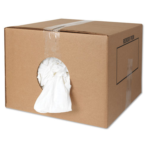 Image of HOSPECO® New Bleached White T-Shirt Rags, 25 Pounds/bag