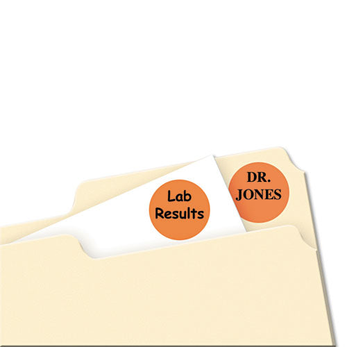 Image of Avery® Printable Self-Adhesive Removable Color-Coding Labels, 0.75" dia, Orange, 24/Sheet, 42 Sheets/Pack, (5465)