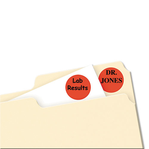 Image of Avery® Printable Self-Adhesive Removable Color-Coding Labels, 0.75" dia, Neon Red, 24/Sheet, 42 Sheets/Pack, (5467)