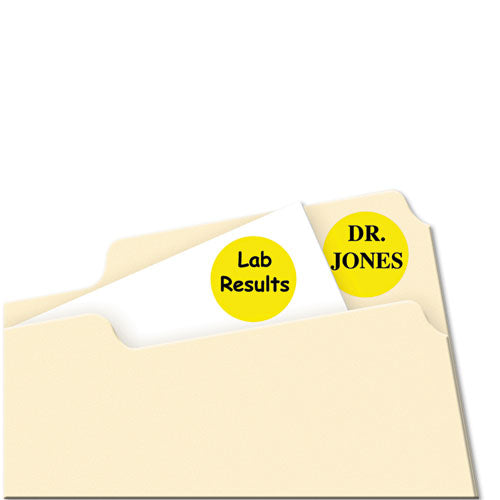 Image of Avery® Printable Self-Adhesive Removable Color-Coding Labels, 0.75" dia, Neon Yellow, 24/Sheet, 42 Sheets/Pack, (5470)