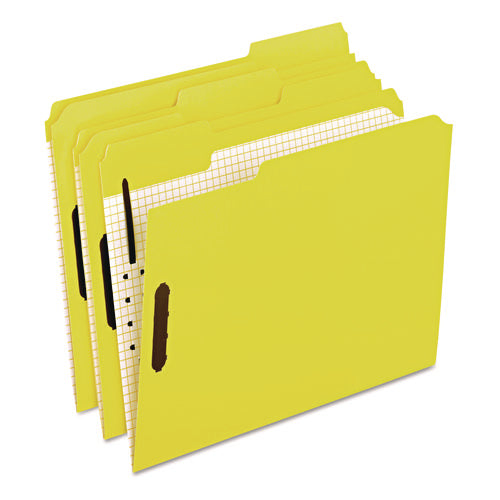 Image of Pendaflex® Colored Classification Folders with Embossed Fasteners, 2 Fasteners, Letter Size, Yellow Exterior, 50/Box