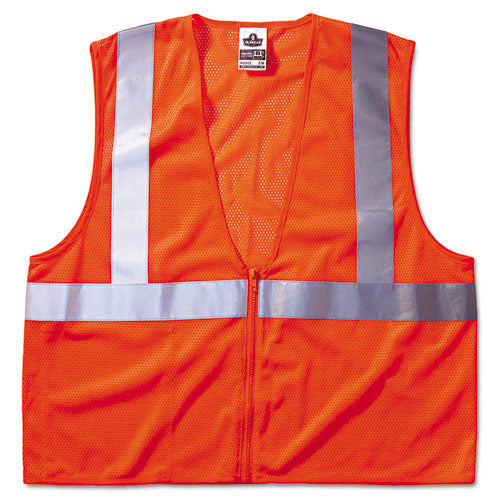 Image of ergodyne® GloWear 8210Z Class 2 Economy Vest, Polyester Mesh, Zipper Closure, Large to X-Large, Orange