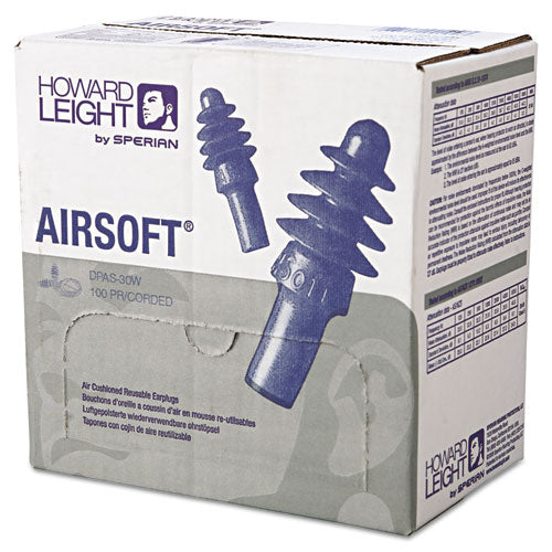 Image of Howard Leight® by Honeywell Dpas-30w Airsoft Multiple-Use Earplugs, 27nrr, White Nylon Cord, Be, 100 Pairs