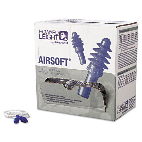 Image of Howard Leight® by Honeywell Dpas-30w Airsoft Multiple-Use Earplugs, 27nrr, White Nylon Cord, Be, 100 Pairs