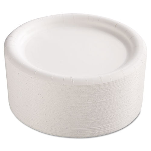 Image of AJM Packaging Corporation Premium Coated Paper Plates, 9" Dia, White, 125/pack, 4 Packs/carton