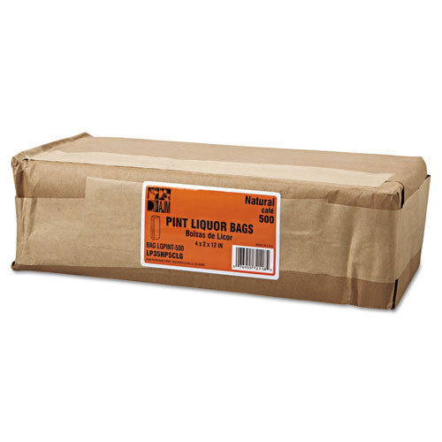 Image of General Grocery Pint-Sized Paper Bags for Liquor Takeout, Pint Size, 3.75" x 2.25" x 11.25", Natural, 500/Bundle