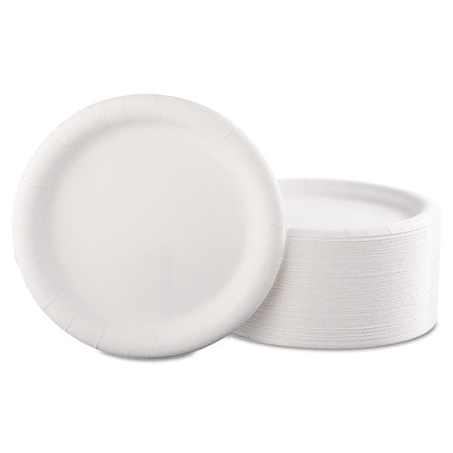 Image of AJM Packaging Corporation Premium Coated Paper Plates, 9" Dia, White, 125/pack, 4 Packs/carton