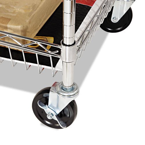 Image of Alera® Carry-all Mail Cart, Metal, 1 Shelf, 1 Bin, 34.88" x 18" x 39.5", Silver