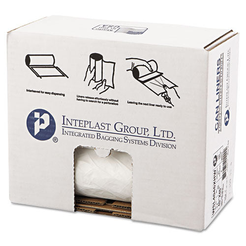 Image of Inteplast Group Low-Density Commercial Can Liners, 45 gal, 0.7 mil, 40" x 46", White, Interleaved Roll, 25 Bags/Roll, 4 Rolls/Carton