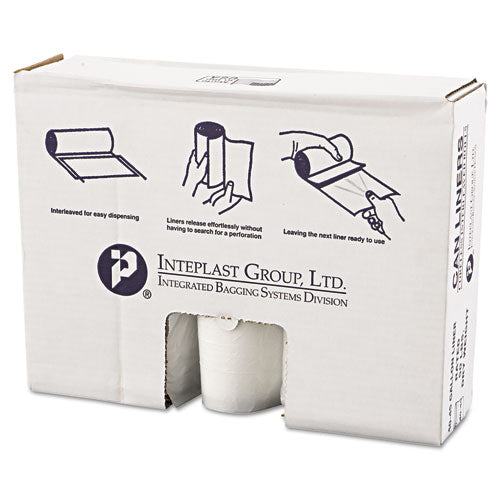 Image of Inteplast Group High-Density Commercial Can Liner Value Pack, 45 gal, 12 mic, 40" x 46", Clear, Interleaved Roll, 25 Bags/Roll, 10 Rolls/CT