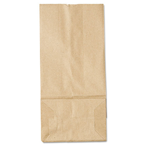 Image of Ross & Wallace Paper Products Grocery Paper Bags, #5 Size, 5.25" x 3.38" x 10.94", Natural, 500/Bundle
