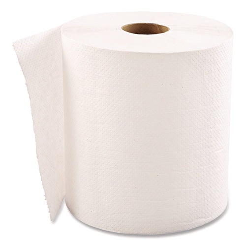 Image of GEN Hardwound Roll Towels, 1-Ply, 8" x 600 ft, White, 12 Rolls/Carton