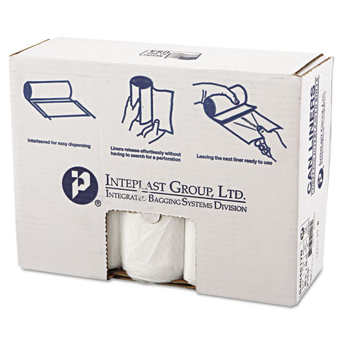 Image of Inteplast Group High-Density Commercial Can Liners, 45 gal, 17 mic, 40" x 48", Clear, Interleaved Roll, 25 Bags/Roll, 10 Rolls/Carton
