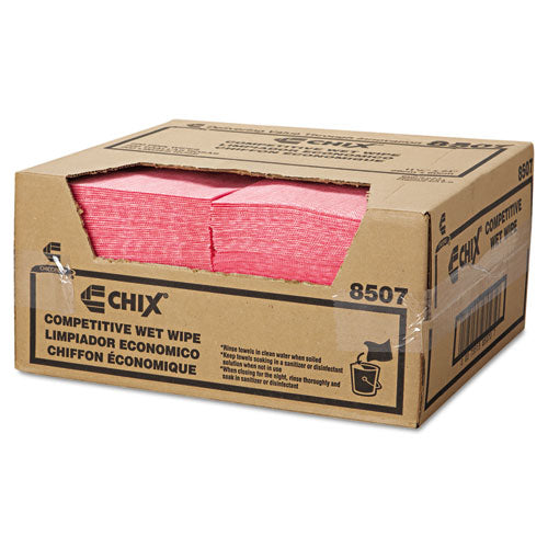Image of Chix® Wet Wipes, Diamond-Pattern Design, 11.5 x 24, White/Pink, 200/Carton