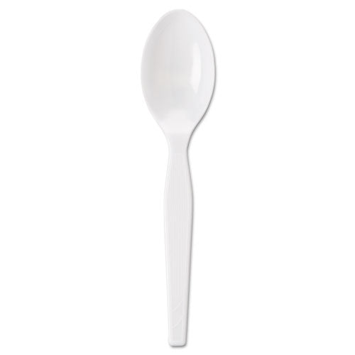 Image of Dixie® Individually Wrapped Mediumweight Polystyrene Cutlery, Spoon, Plastic, White, 1,000/Carton