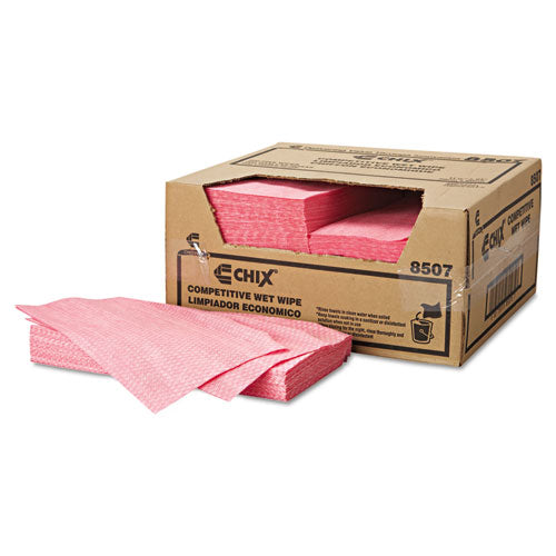 Image of Chix® Wet Wipes, Diamond-Pattern Design, 11.5 x 24, White/Pink, 200/Carton