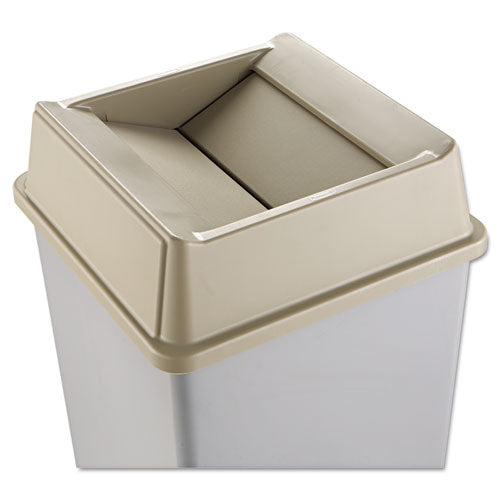 Image of Rubbermaid® Commercial Untouchable Square Swing Top Lid, Plastic, 20.13w X 20.13d X 6.25h, Beige