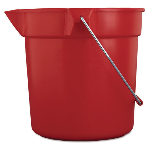 Image of Rubbermaid® Commercial BRUTE Round Utility Pail, 10 qt, Plastic, Red, 10.5" dia