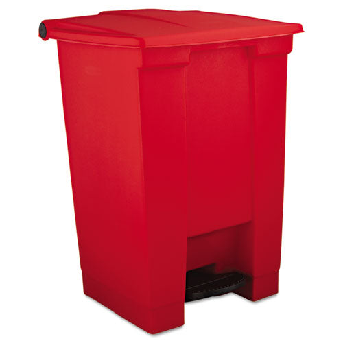 Image of Rubbermaid® Commercial Indoor Utility Step-On Waste Container, 12 gal, Plastic, Red