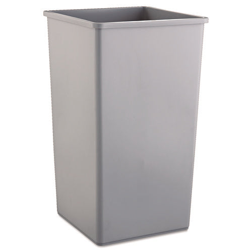 Image of Rubbermaid® Commercial Untouchable Square Waste Receptacle, 50 gal, Plastic, Gray