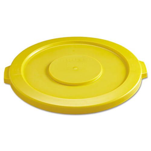 Image of Rubbermaid® Commercial BRUTE Self-Draining Flat Top Lids for 32 gal Round BRUTE Containers, 22.25" Diameter, Yellow