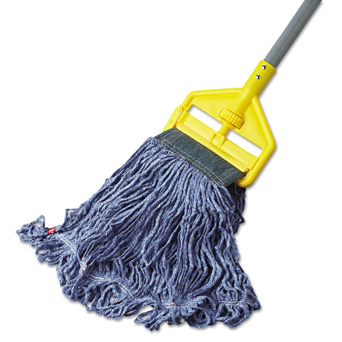 Image of Rubbermaid® Commercial Swinger Loop Wet Mop Head, Medium, Cotton/synthetic, Blue, 6/carton